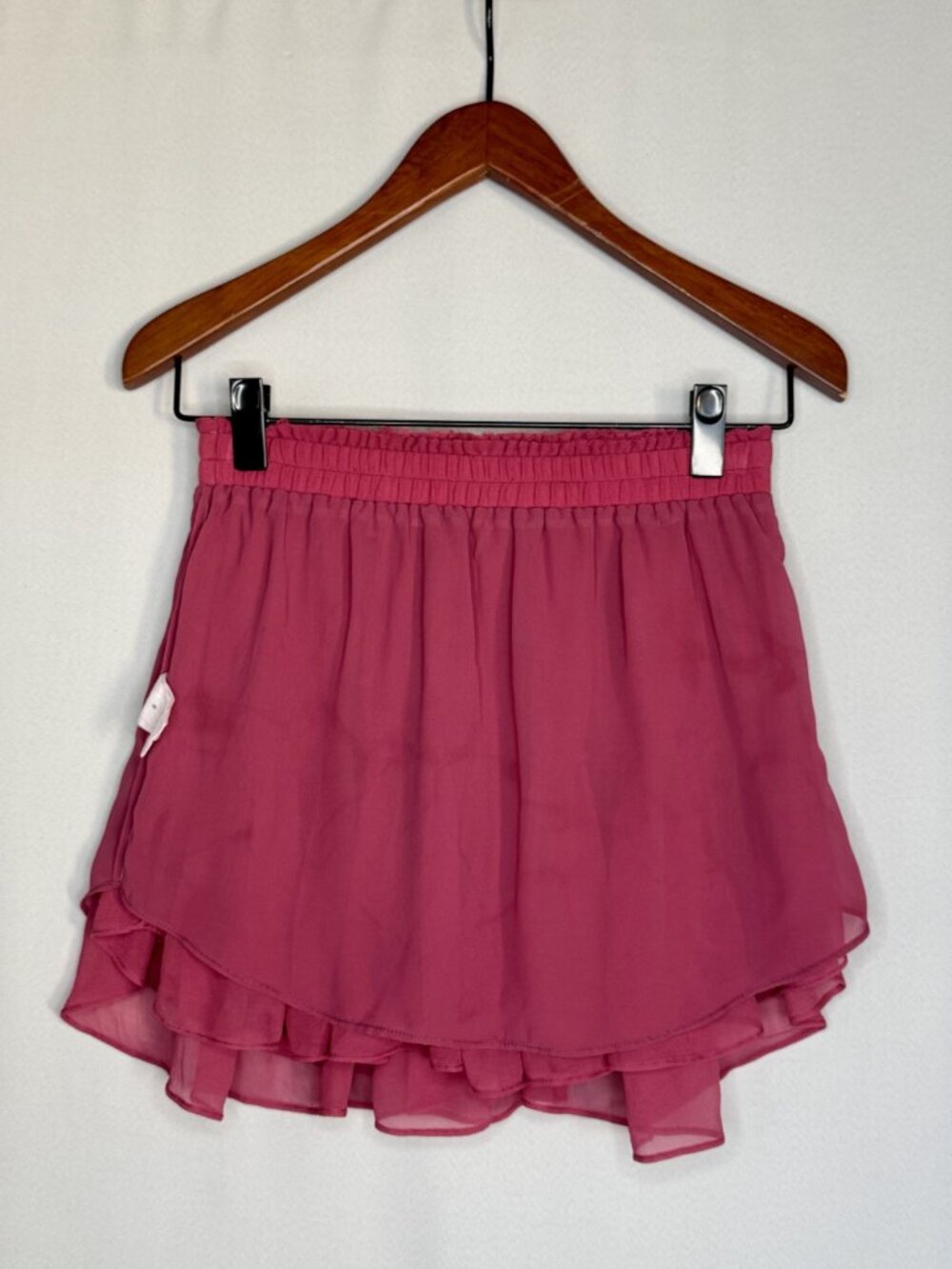 LoveShackFancy 100% Silk Pink Watermelon Ice Double Ruffle Mini Skirt Small - Picture 6 of 10